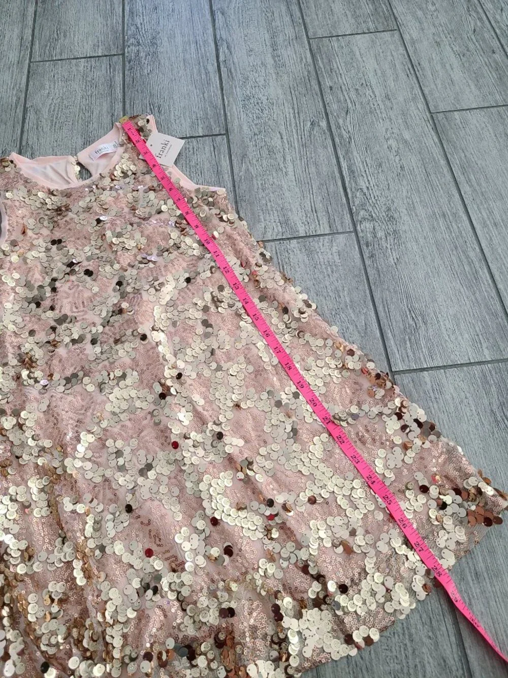 Franki by Francesca’s Sequin Dress Pink Gold Youth Girls Size 8 NWT